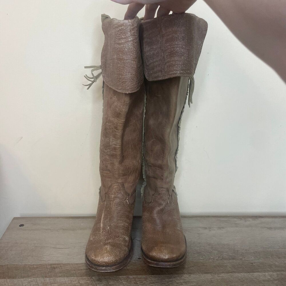 CORRAL VINTAGE Women’s Cowboy Cognac Deer High Knee Zip Boots Size 6.5 - Picture 7 of 9